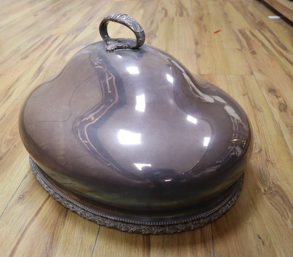 A silver plated meat dish cover